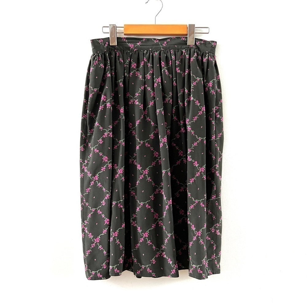 Vintage 80s 90s Ungaro Ter Skirt Floral Vines Flowy Swishy Emanuel Ungaro Spring